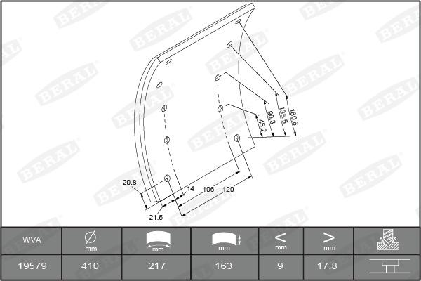 Beral 1957918000016166 - Комплект феродо за накладки, барабанни спирачки vvparts.bg