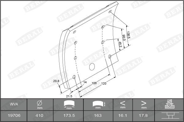 Beral KBL19579.1-1616 - Комплект феродо за накладки, барабанни спирачки vvparts.bg