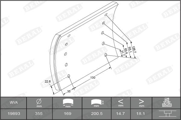 Beral KBL19892.1-1541 - Комплект феродо за накладки, барабанни спирачки vvparts.bg