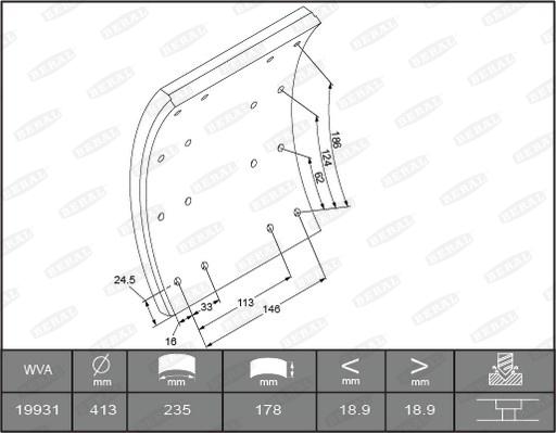 Beral KBL19931.0-1637 - Комплект феродо за накладки, барабанни спирачки vvparts.bg