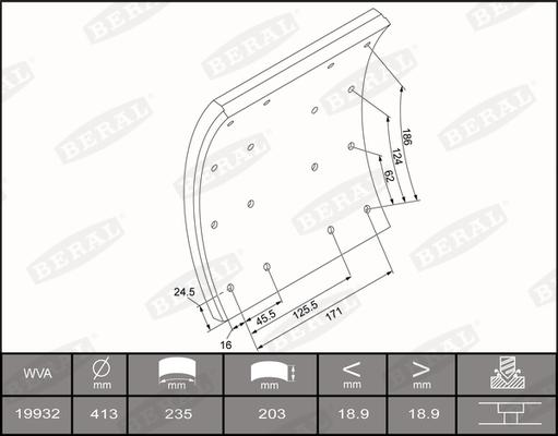 Beral KBL19932.1-1637 - Комплект феродо за накладки, барабанни спирачки vvparts.bg