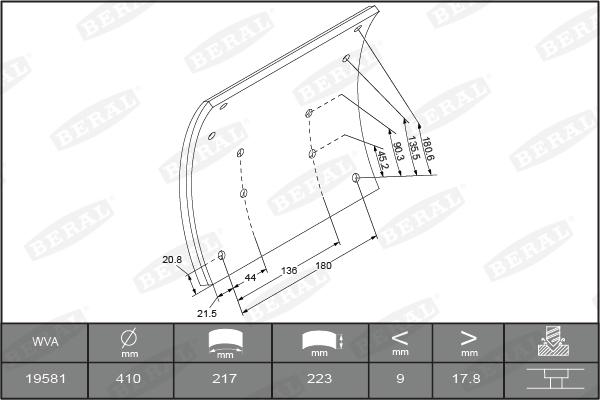 Beral KBL19581.0-1616 - Комплект феродо за накладки, барабанни спирачки vvparts.bg