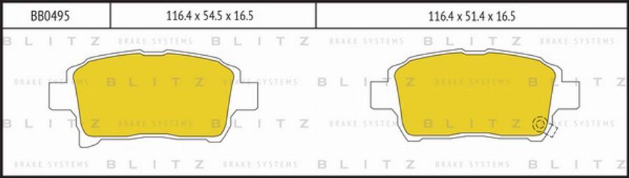 Blitz BB0495 - Комплект спирачно феродо, дискови спирачки vvparts.bg