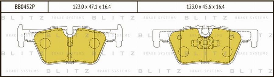 Blitz BB0452P - Комплект спирачно феродо, дискови спирачки vvparts.bg