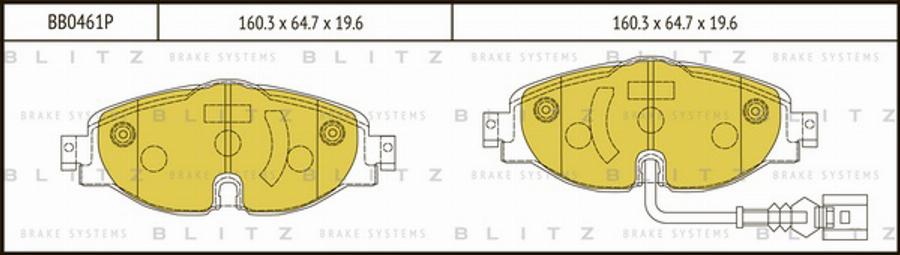 Blitz BB0461P - Комплект спирачно феродо, дискови спирачки vvparts.bg