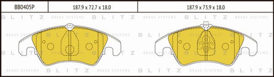 Blitz BB0405P - Комплект спирачно феродо, дискови спирачки vvparts.bg