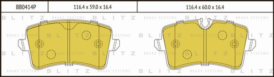 Blitz BB0414P - Комплект спирачно феродо, дискови спирачки vvparts.bg