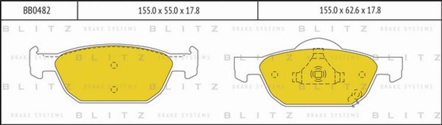 Blitz BB0482 - Комплект спирачно феродо, дискови спирачки vvparts.bg