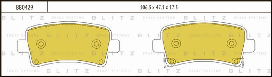 Blitz BB0429 - Комплект спирачно феродо, дискови спирачки vvparts.bg