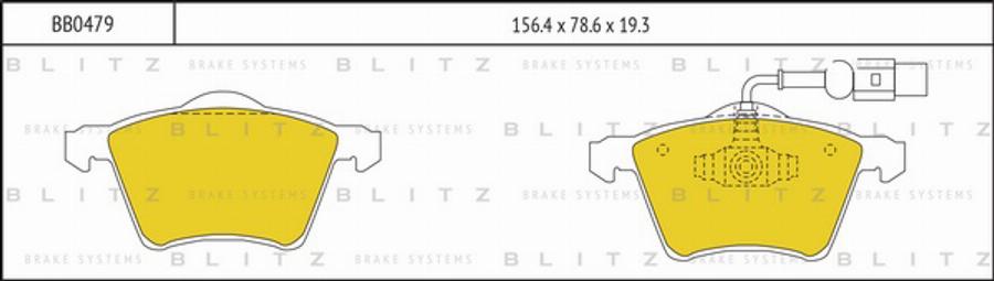 Blitz BB0479 - Комплект спирачно феродо, дискови спирачки vvparts.bg