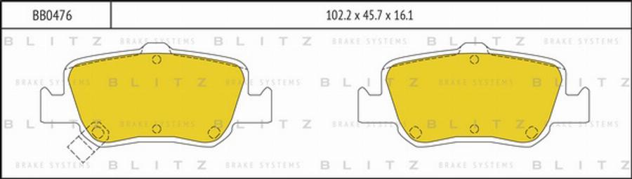 Blitz BB0476 - Комплект спирачно феродо, дискови спирачки vvparts.bg