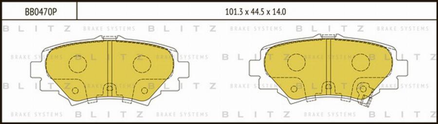 Blitz BB0470P - Комплект спирачно феродо, дискови спирачки vvparts.bg