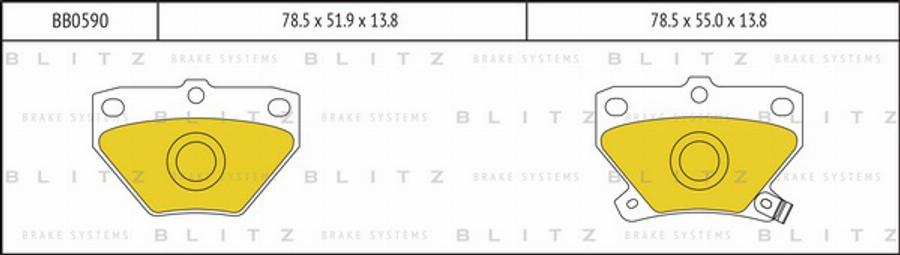 Blitz BB0590 - Комплект спирачно феродо, дискови спирачки vvparts.bg