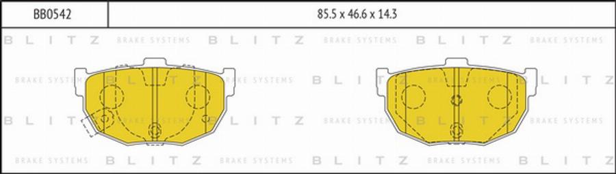 Blitz BB0542 - Комплект спирачно феродо, дискови спирачки vvparts.bg
