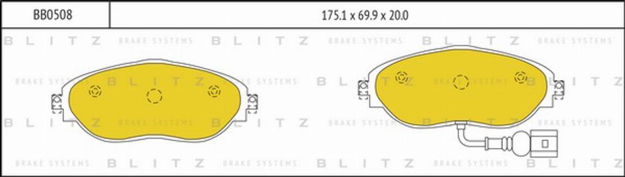 Blitz BB0508 - Комплект спирачно феродо, дискови спирачки vvparts.bg