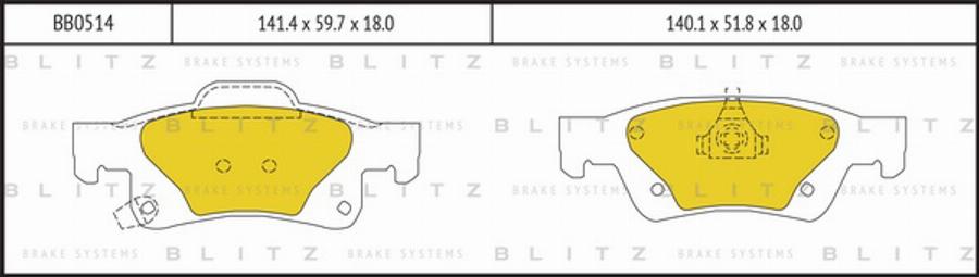 Blitz BB0514 - Комплект спирачно феродо, дискови спирачки vvparts.bg