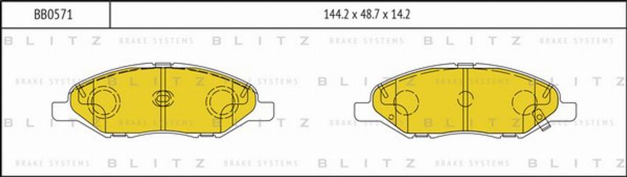 Blitz BB0571 - Комплект спирачно феродо, дискови спирачки vvparts.bg