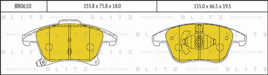 Blitz BB0610 - Комплект спирачно феродо, дискови спирачки vvparts.bg