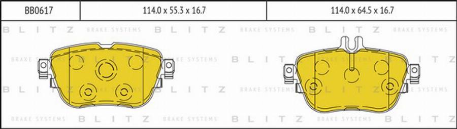 Blitz BB0617 - Комплект спирачно феродо, дискови спирачки vvparts.bg