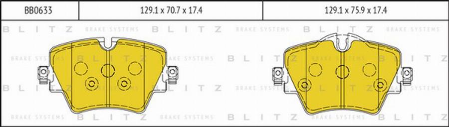 Blitz BB0633 - Комплект спирачно феродо, дискови спирачки vvparts.bg