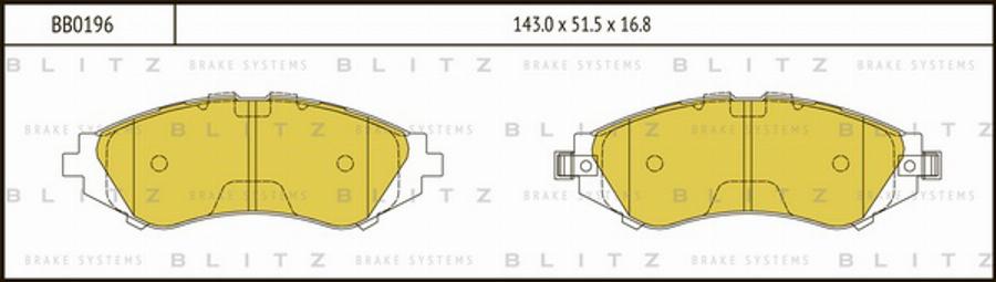 Blitz BB0196 - Комплект спирачно феродо, дискови спирачки vvparts.bg