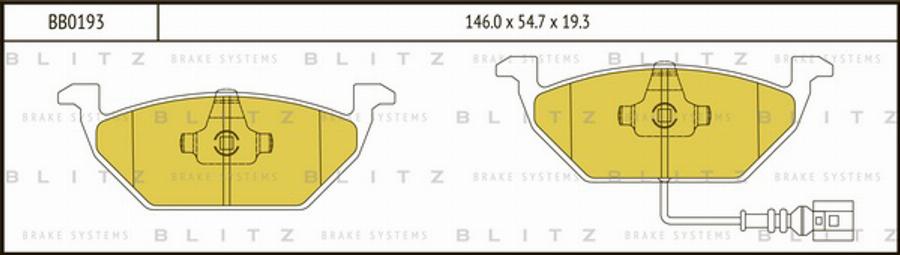 Blitz BB0193 - Комплект спирачно феродо, дискови спирачки vvparts.bg