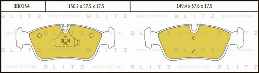 Blitz BB0154 - Комплект спирачно феродо, дискови спирачки vvparts.bg