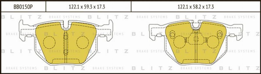 Blitz BB0150P - Комплект спирачно феродо, дискови спирачки vvparts.bg