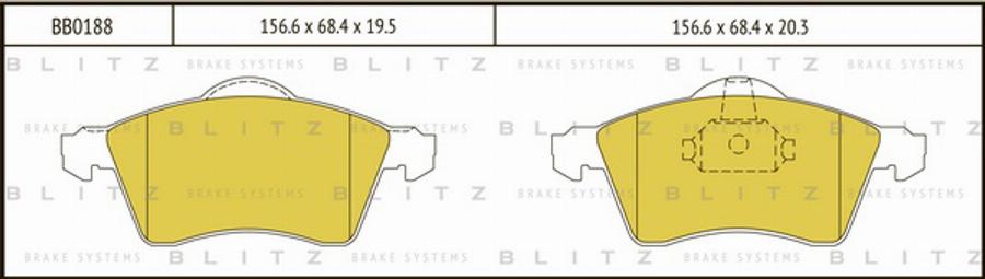 Blitz BB0188 - Комплект спирачно феродо, дискови спирачки vvparts.bg