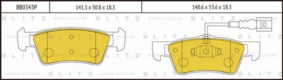 Blitz BB0343P - Комплект спирачно феродо, дискови спирачки vvparts.bg
