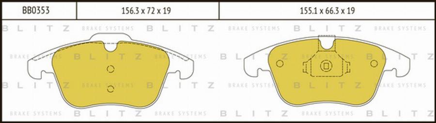 Blitz BB0353 - Комплект спирачно феродо, дискови спирачки vvparts.bg