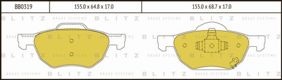 Blitz BB0319 - Комплект спирачно феродо, дискови спирачки vvparts.bg