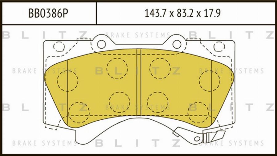 Blitz BB0386P - Комплект спирачно феродо, дискови спирачки vvparts.bg