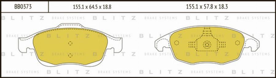 Blitz BB0373 - Комплект спирачно феродо, дискови спирачки vvparts.bg