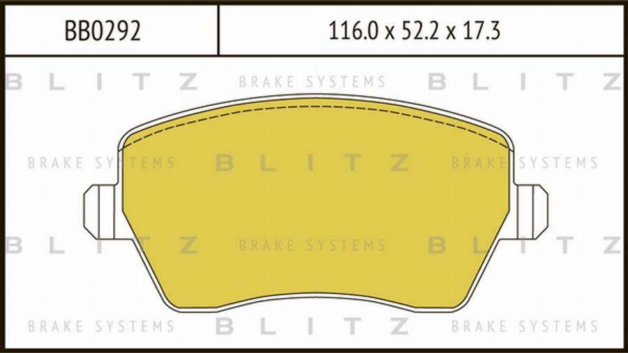 Blitz BB0292 - Комплект спирачно феродо, дискови спирачки vvparts.bg