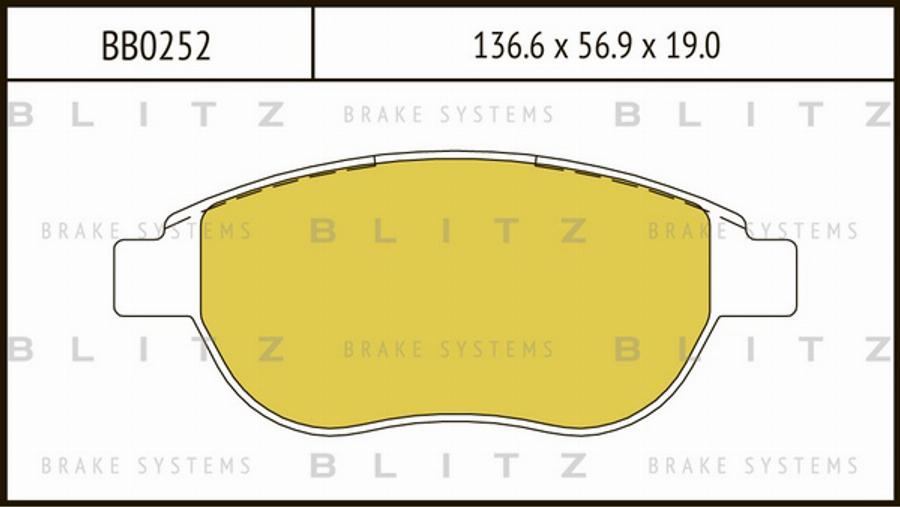 Blitz BB0252 - Комплект спирачно феродо, дискови спирачки vvparts.bg