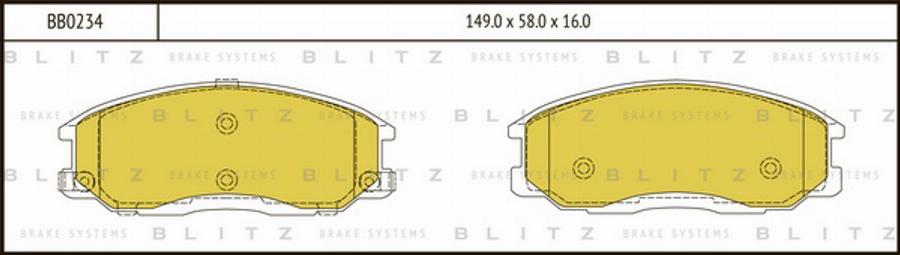 Blitz BB0234 - Комплект спирачно феродо, дискови спирачки vvparts.bg