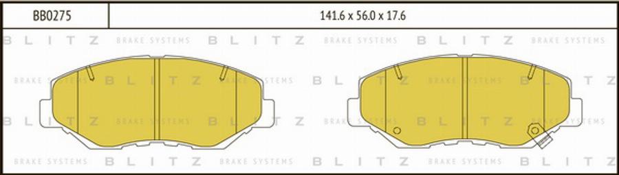 Blitz BB0275 - Комплект спирачно феродо, дискови спирачки vvparts.bg