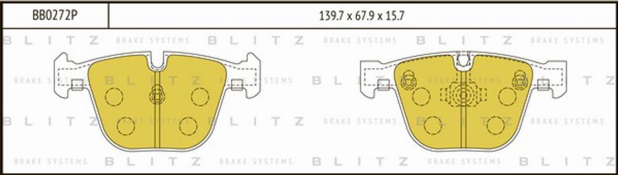 Blitz BB0272P - Комплект спирачно феродо, дискови спирачки vvparts.bg