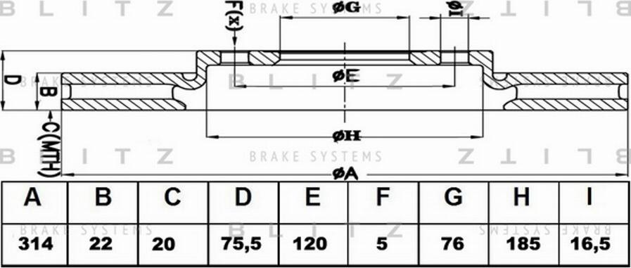 Blitz BS0183 - Спирачен диск vvparts.bg