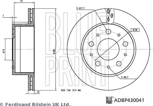 Blue Print ADBP430041 - Спирачен диск vvparts.bg