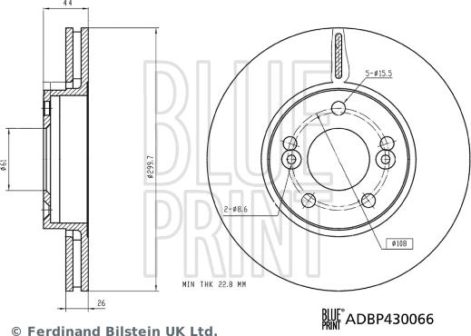 Blue Print ADBP430066 - Спирачен диск vvparts.bg