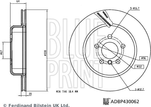 Blue Print ADBP430062 - Спирачен диск vvparts.bg