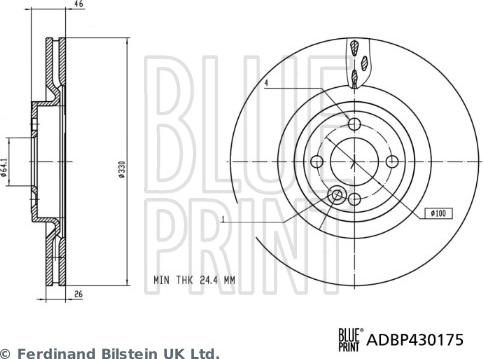 Blue Print ADBP430175 - Спирачен диск vvparts.bg