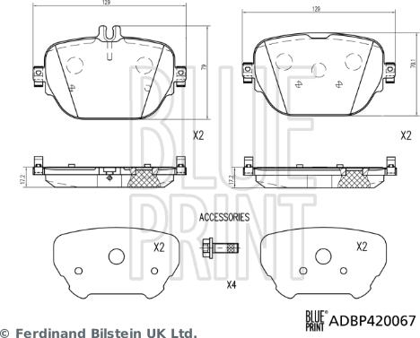 Blue Print ADBP420067 - Комплект спирачно феродо, дискови спирачки vvparts.bg