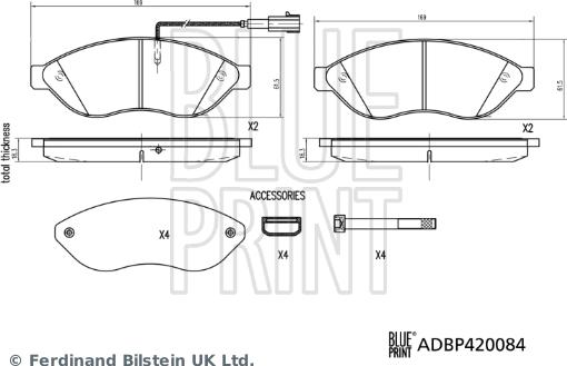 Blue Print ADBP420084 - Комплект спирачно феродо, дискови спирачки vvparts.bg