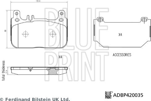 Blue Print ADBP420035 - Комплект спирачно феродо, дискови спирачки vvparts.bg