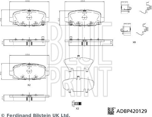 Blue Print ADBP420129 - Комплект спирачно феродо, дискови спирачки vvparts.bg