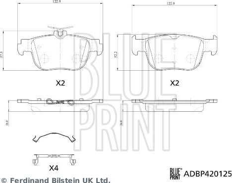 Blue Print ADBP420125 - Комплект спирачно феродо, дискови спирачки vvparts.bg