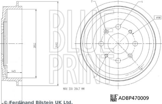 Blue Print ADBP470009 - Спирачен барабан vvparts.bg